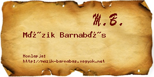 Mázik Barnabás névjegykártya